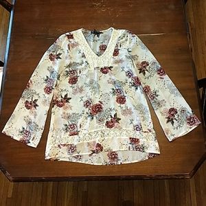 About A Girl Semi-Sheer Floral Print Top